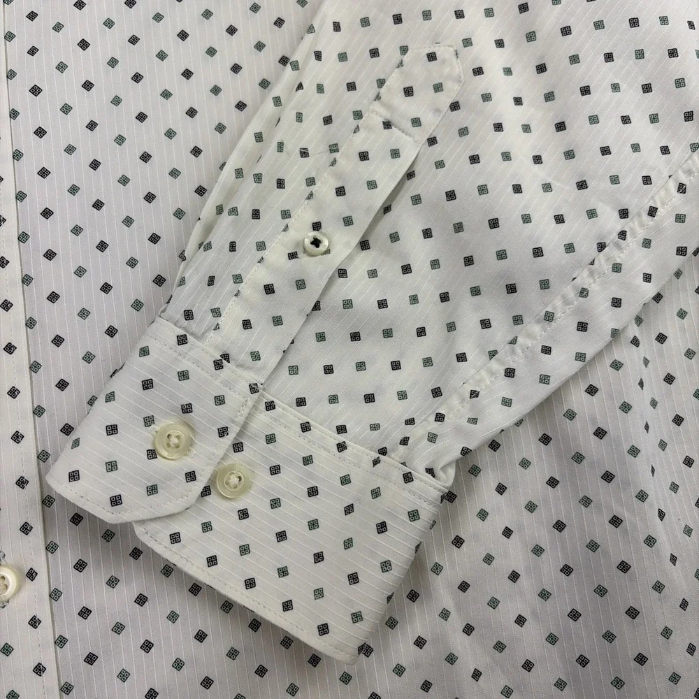 Banana Republic Slim Fit Men's XL White Diamond Print Long Sleeve Shirt EXC